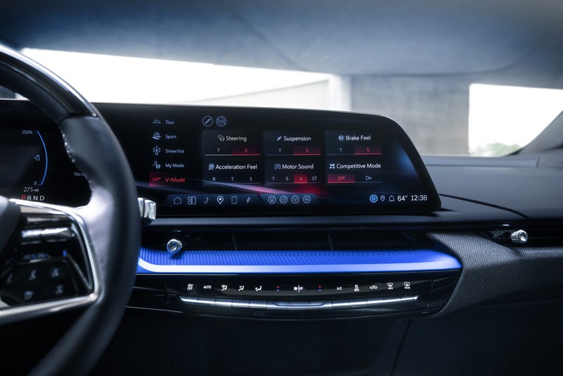 The 2026 OPTIQ-V Display Screen Displaying the V-Mode Settings | Sheehan Cadillac in Pompano Beach FL