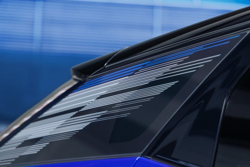 Close-up of the Modern Pattern on the 2026 OPTIQ-V Rear Quarter Glass | Sheehan Cadillac in Pompano Beach FL