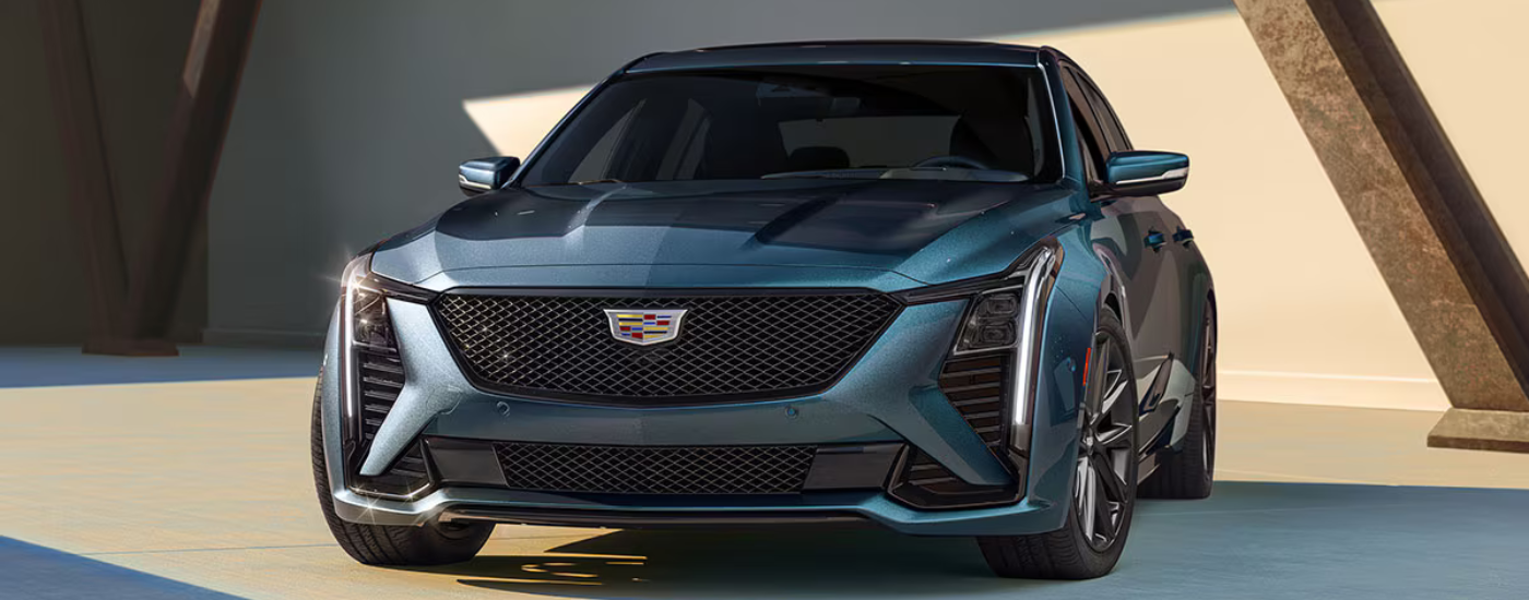 Blue 2026 Cadillac CT5 parked at an angle