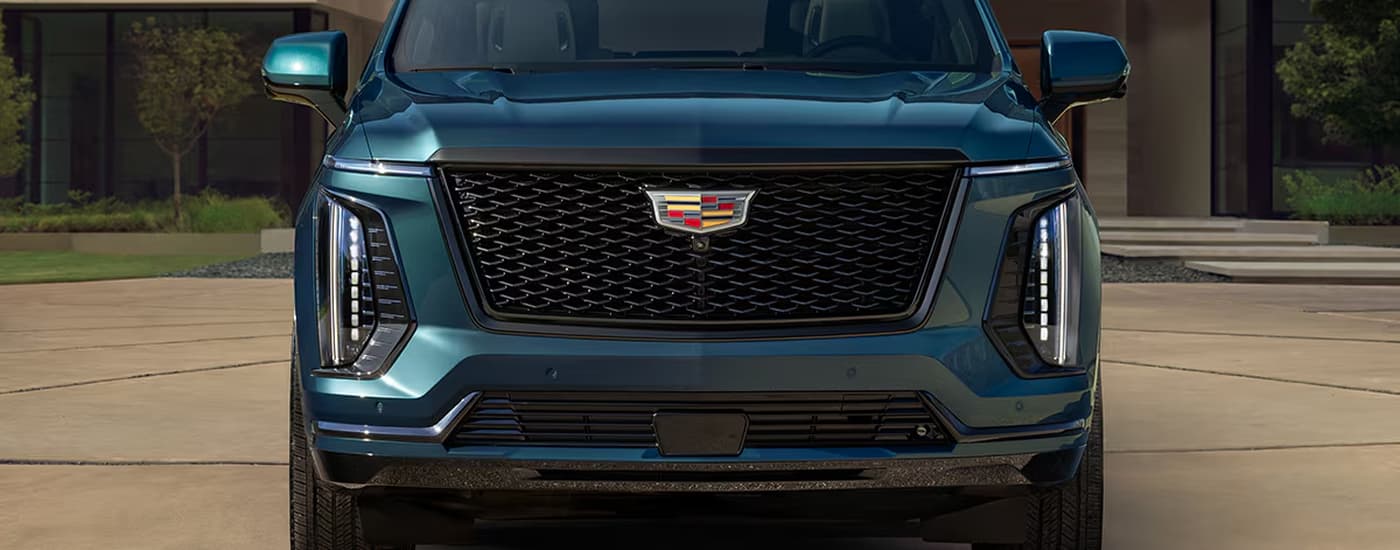 Front of a blue 2026 Cadillac Escalade